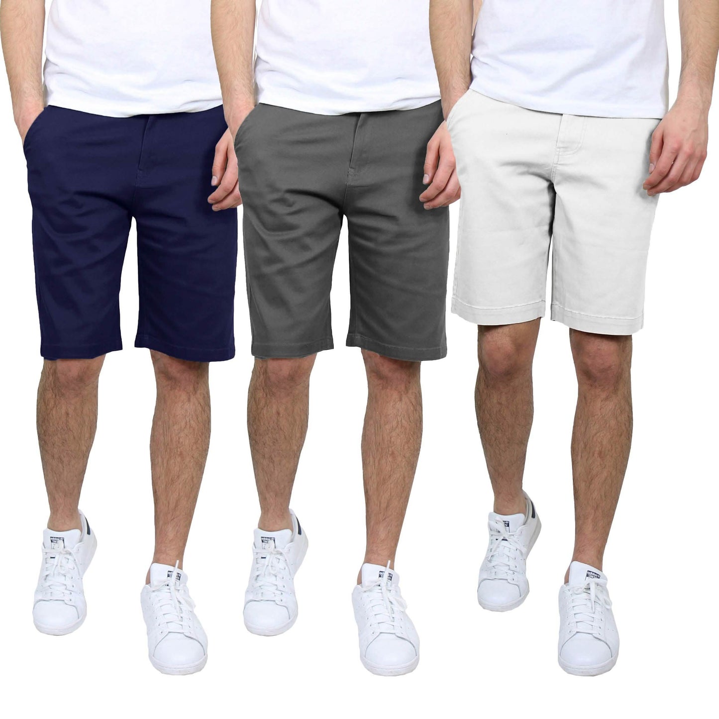 3-Pack: Men's 5-Pocket Flat-Front Slim-Fit Stretch Chino Shorts DailySale