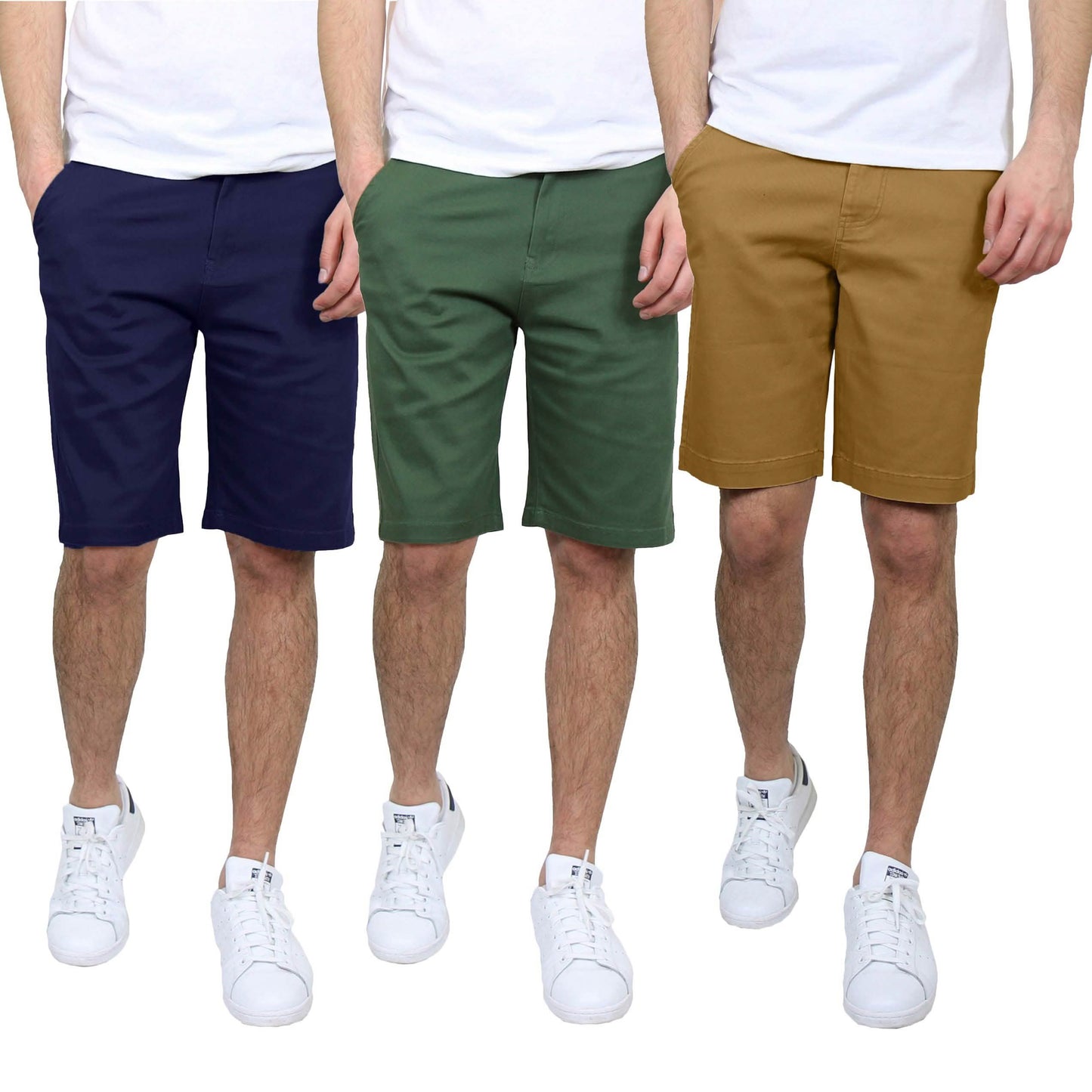 3-Pack: Men's 5-Pocket Flat-Front Slim-Fit Stretch Chino Shorts DailySale