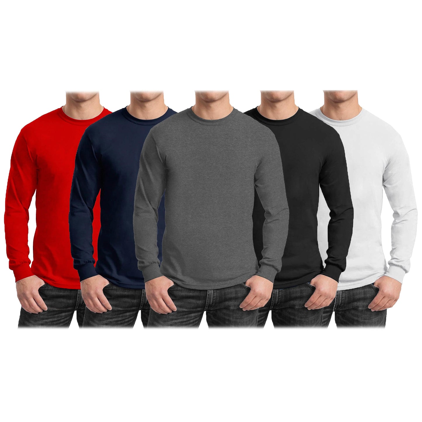 3-Pack: Men's Crew Neck Long Sleeve Classic Tee DailySale