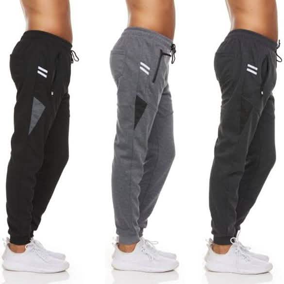 3-Pack: Men's Moisture-Wicking Jogger Pants with Zipper Pockets DailySale