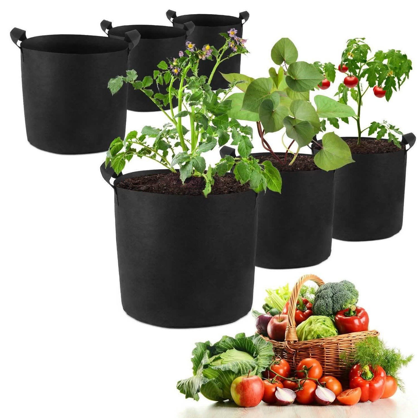 3-Pack: Planter Bags Breathable Planting Fabric Pots with Harvest Window DailySale