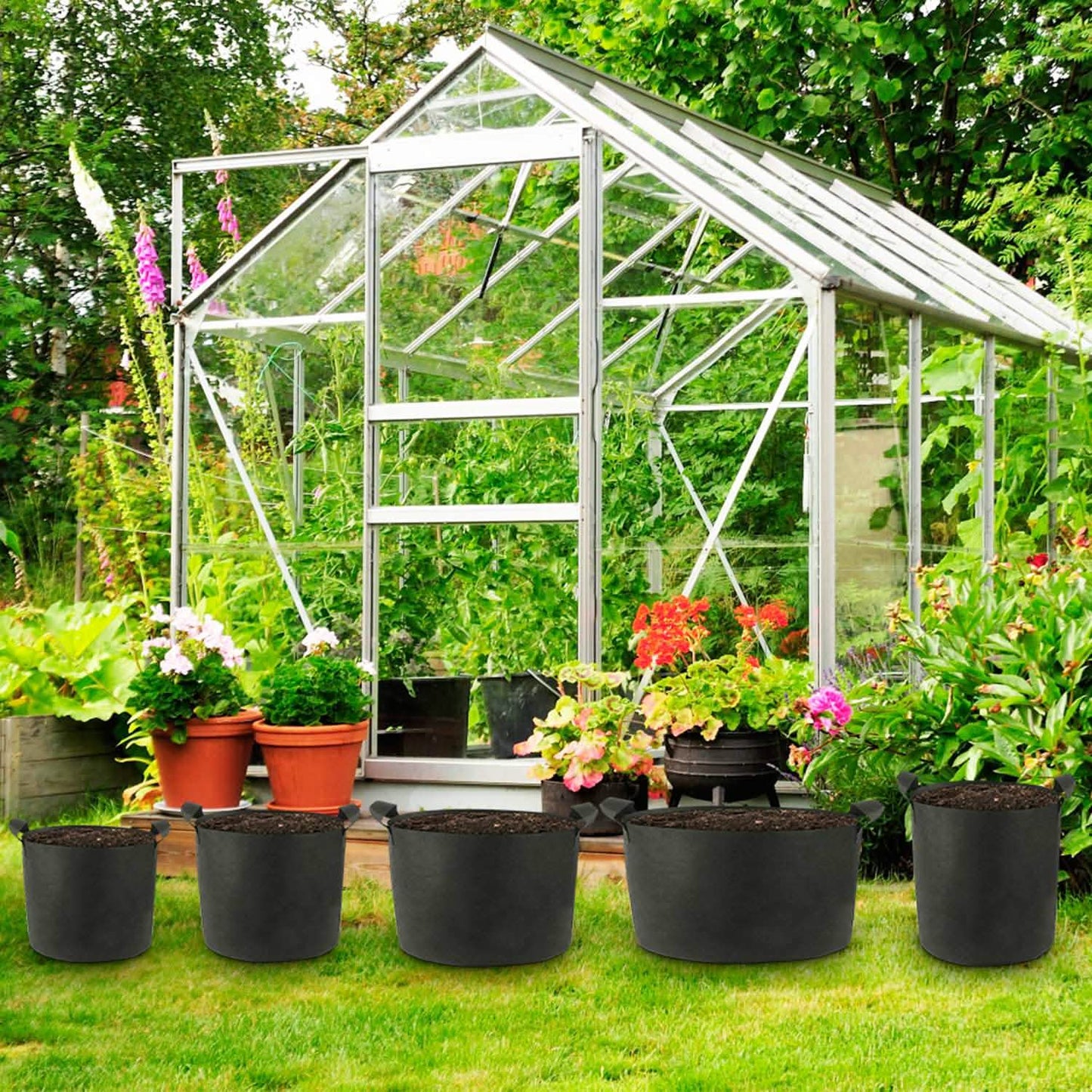 3-Pack: Planter Bags Breathable Planting Fabric Pots with Harvest Window DailySale