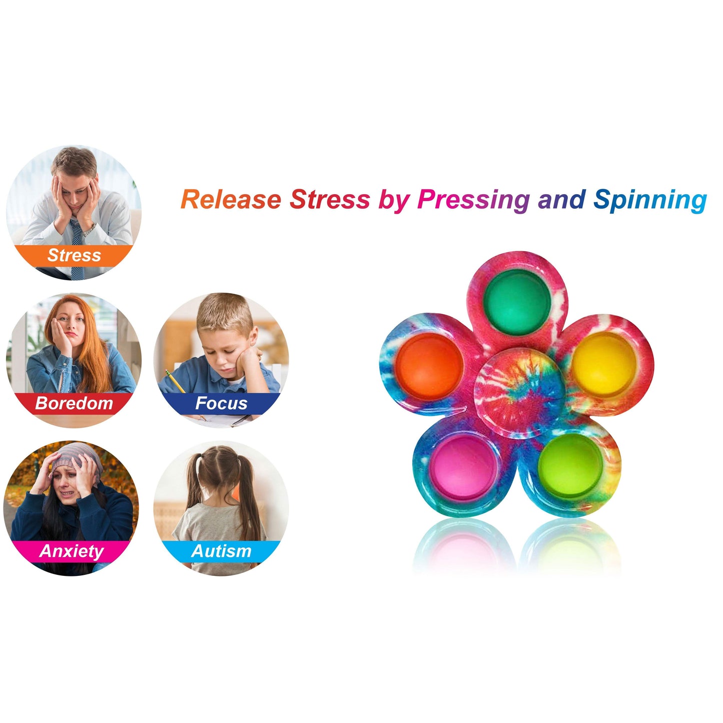 3-Pack: Pop Fidget Popper - 2-in-1 Bubble Fidget Spinner DailySale