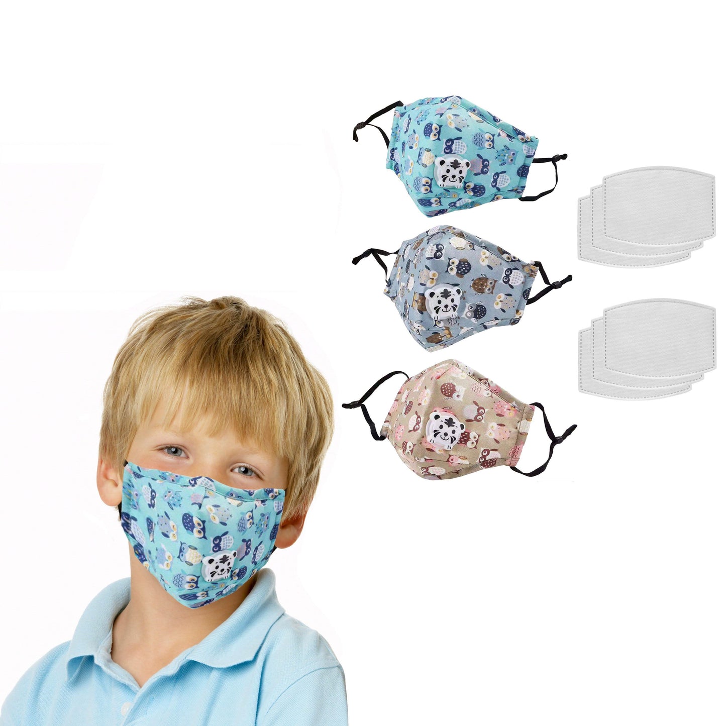 3-Pack: Reusable Kids Face Mask with 6 Filters and Adjustable Earloop DailySale