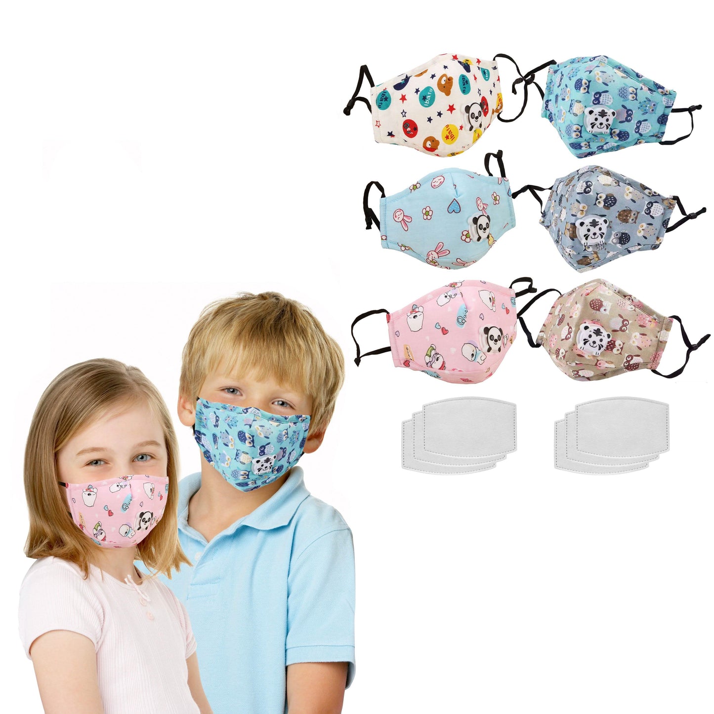 3-Pack: Reusable Kids Face Mask with 6 Filters and Adjustable Earloop DailySale