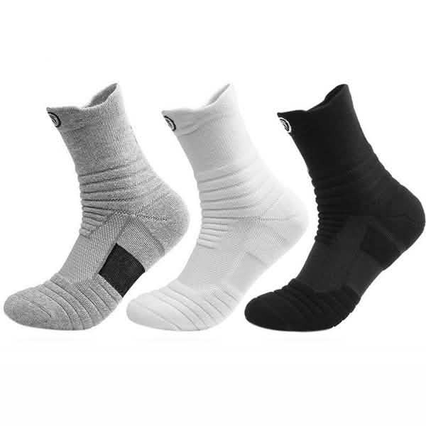 3-Pair: Men's Thick Towel Bottom Breathable Sweat-absorbent Outdoor Sports Running Socks Elite Basketball Sports Socks DailySale