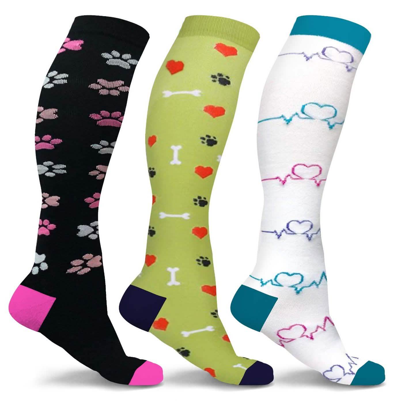 3-Pairs: DCF Unisex Fun and Patterned Knee-High Compression Socks DailySale