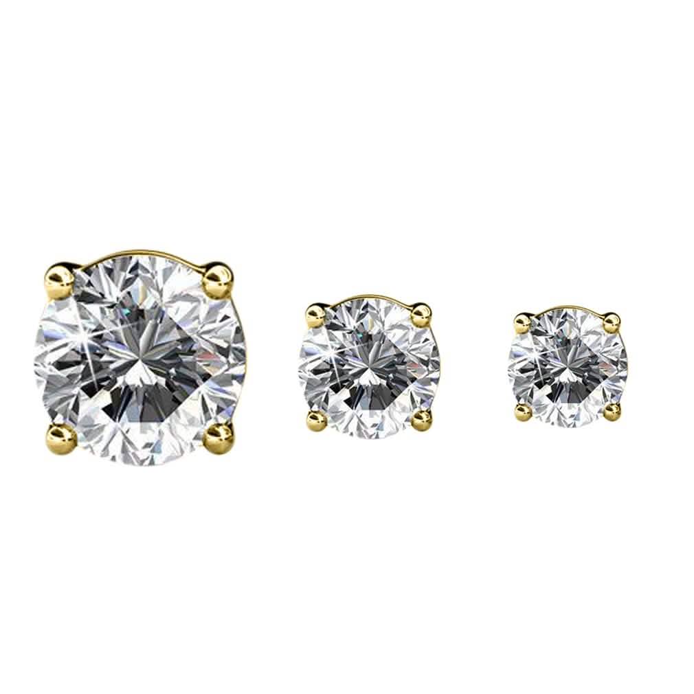 3-Pairs: Elements of Love Crystal Stud Earrings DailySale