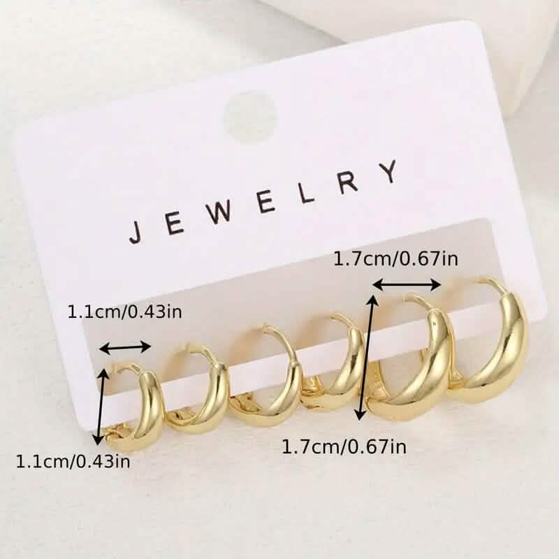 3-Pairs: Stylish and Simple Copper Earrings DailySale