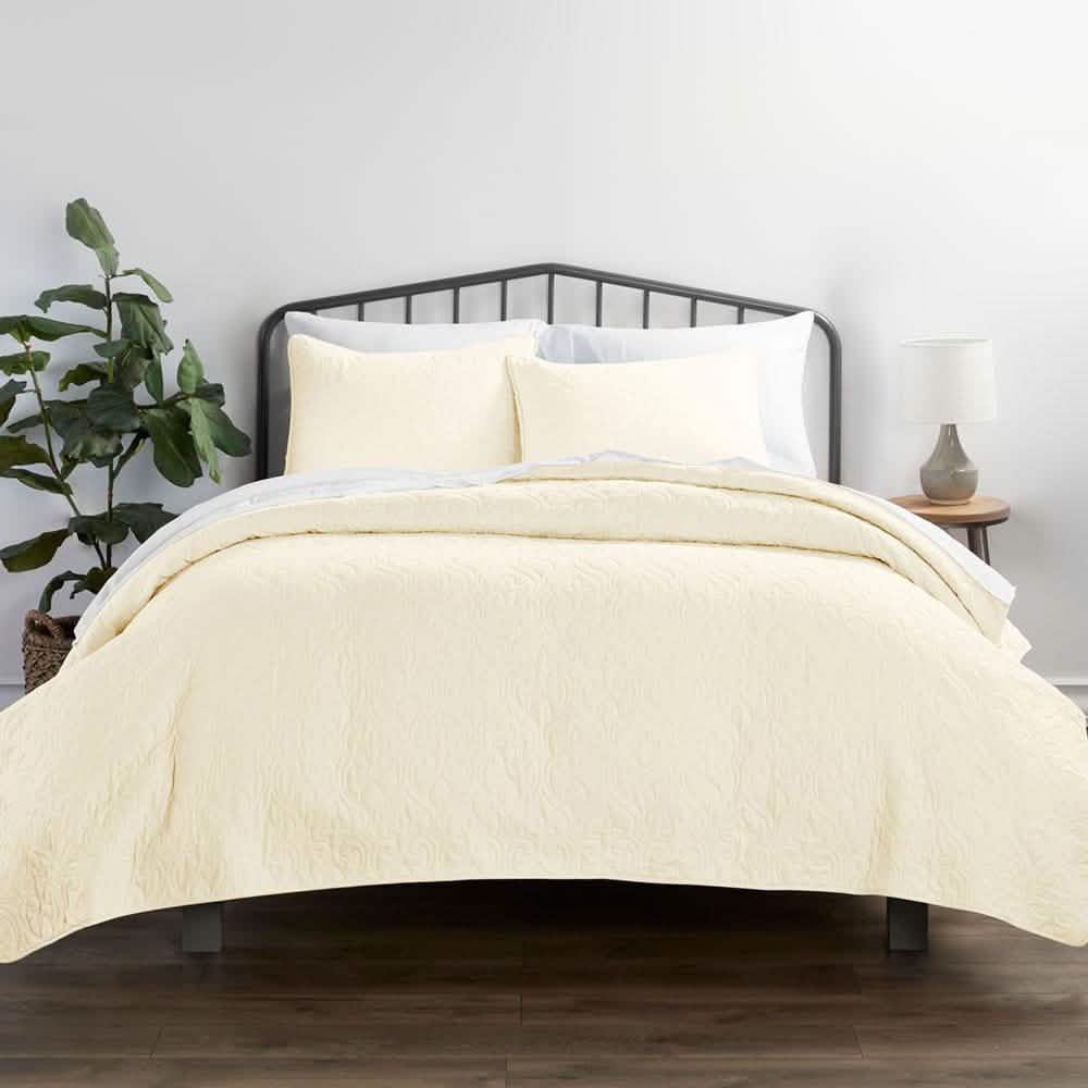 3-Piece: Damask Quilted Coverlet Set DailySale