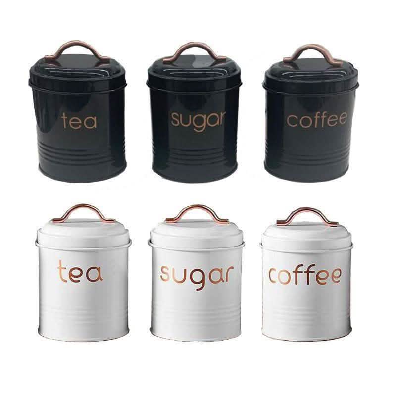 3-Piece: Metal and Copper Coffee Tea Sugar Canister Set DailySale