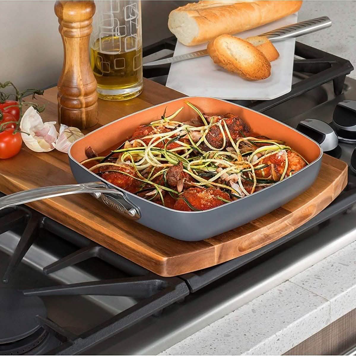 3 Piece Set: Gotham Steel 1682 Nonstick Copper Square Shallow Pan DailySale