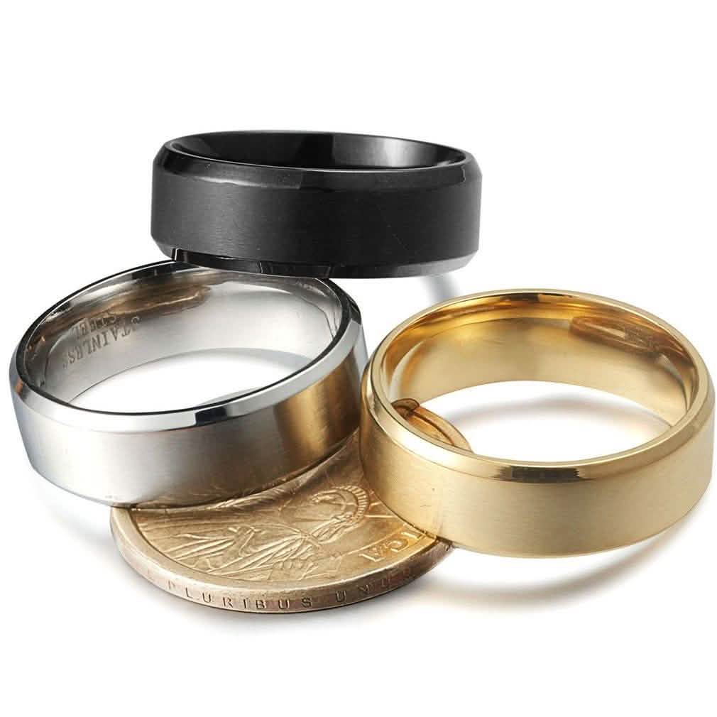 3-Piece Set: Men's Stainless Steel Comfort Fit Wedding Band Ring DailySale