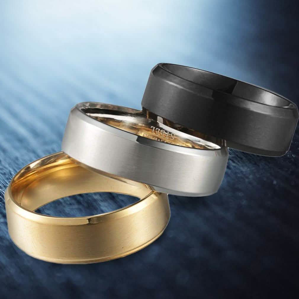 3-Piece Set: Men's Stainless Steel Comfort Fit Wedding Band Ring DailySale