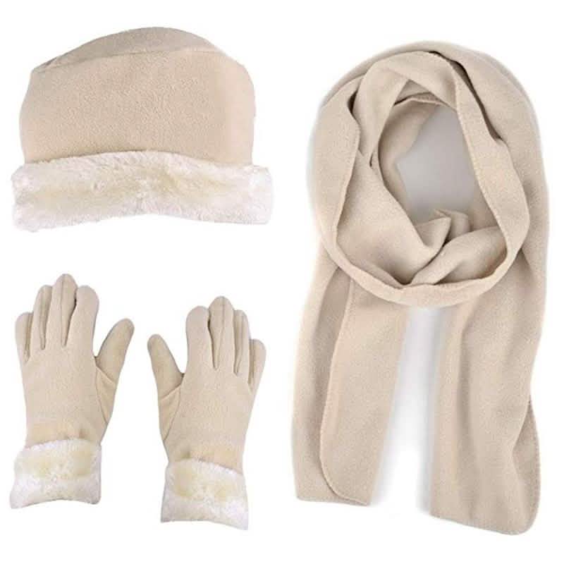 3-Piece Set: Women's Warm Fleece Winter Set Fur Trim DailySale