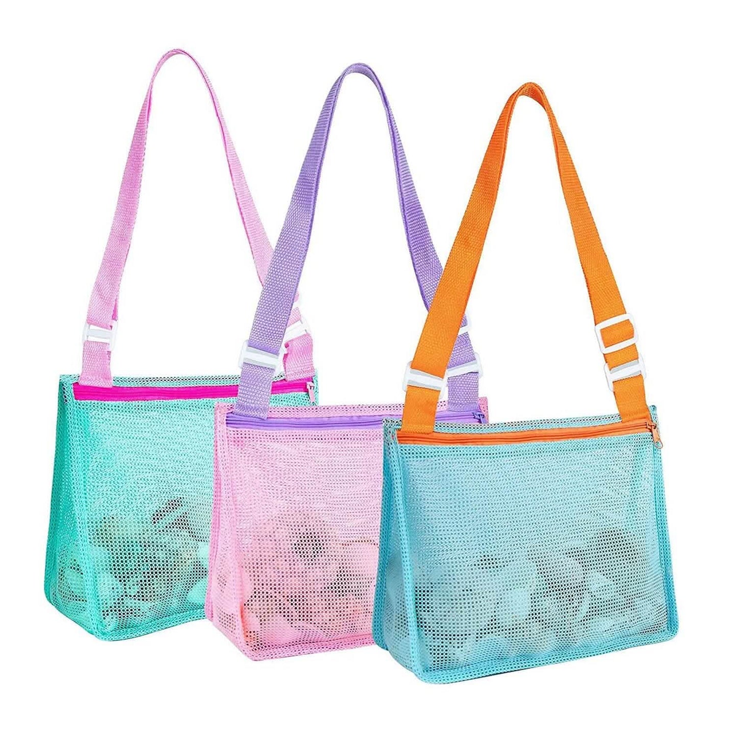3-Pieces: Beach Mesh Bags Seashell Sand Tote Bag DailySale