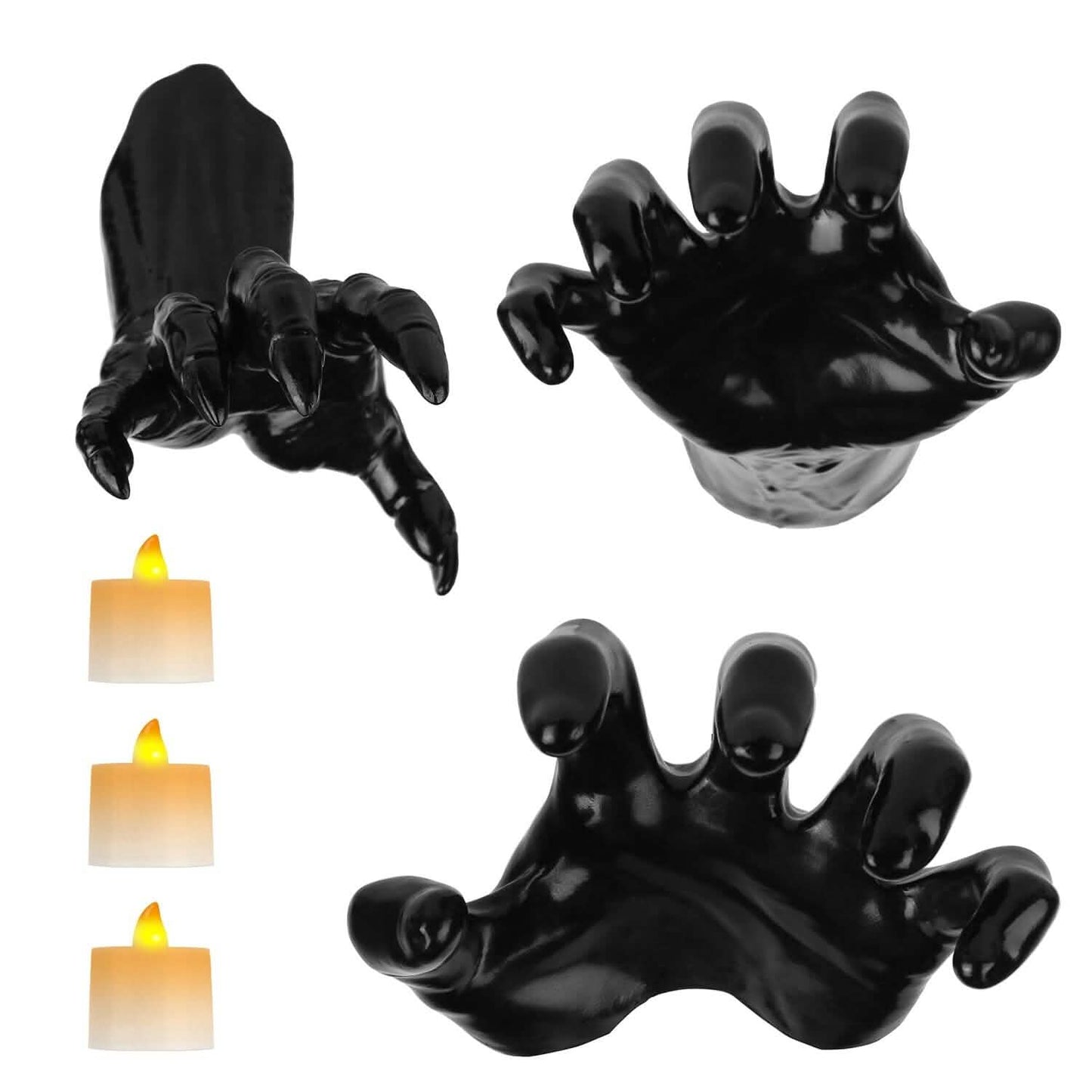 3-Pieces: Creepy Reaching Hands with Lighted Candles Wall Mounted DailySale