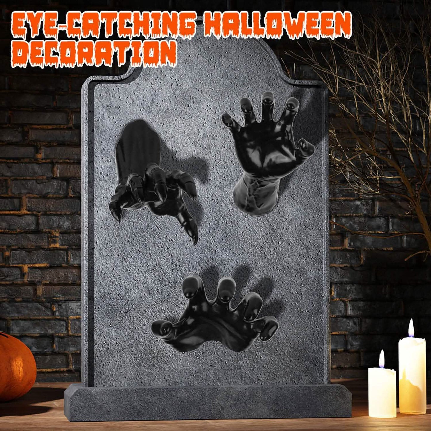 3-Pieces: Creepy Reaching Hands with Lighted Candles Wall Mounted DailySale