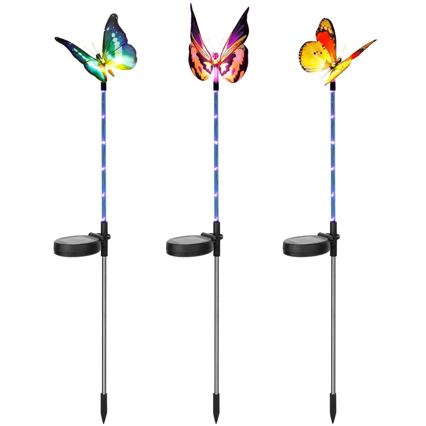3-Pieces: Decorative Butterfly Lamps with Rotatable Solar Panel Lamp DailySale