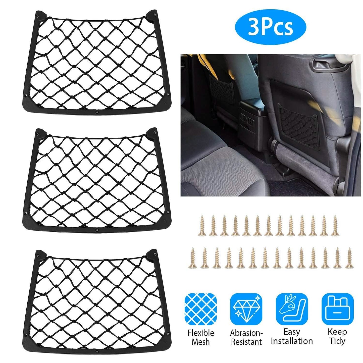 3-Pieces: Mesh Pocket Seat Side Organizer DailySale