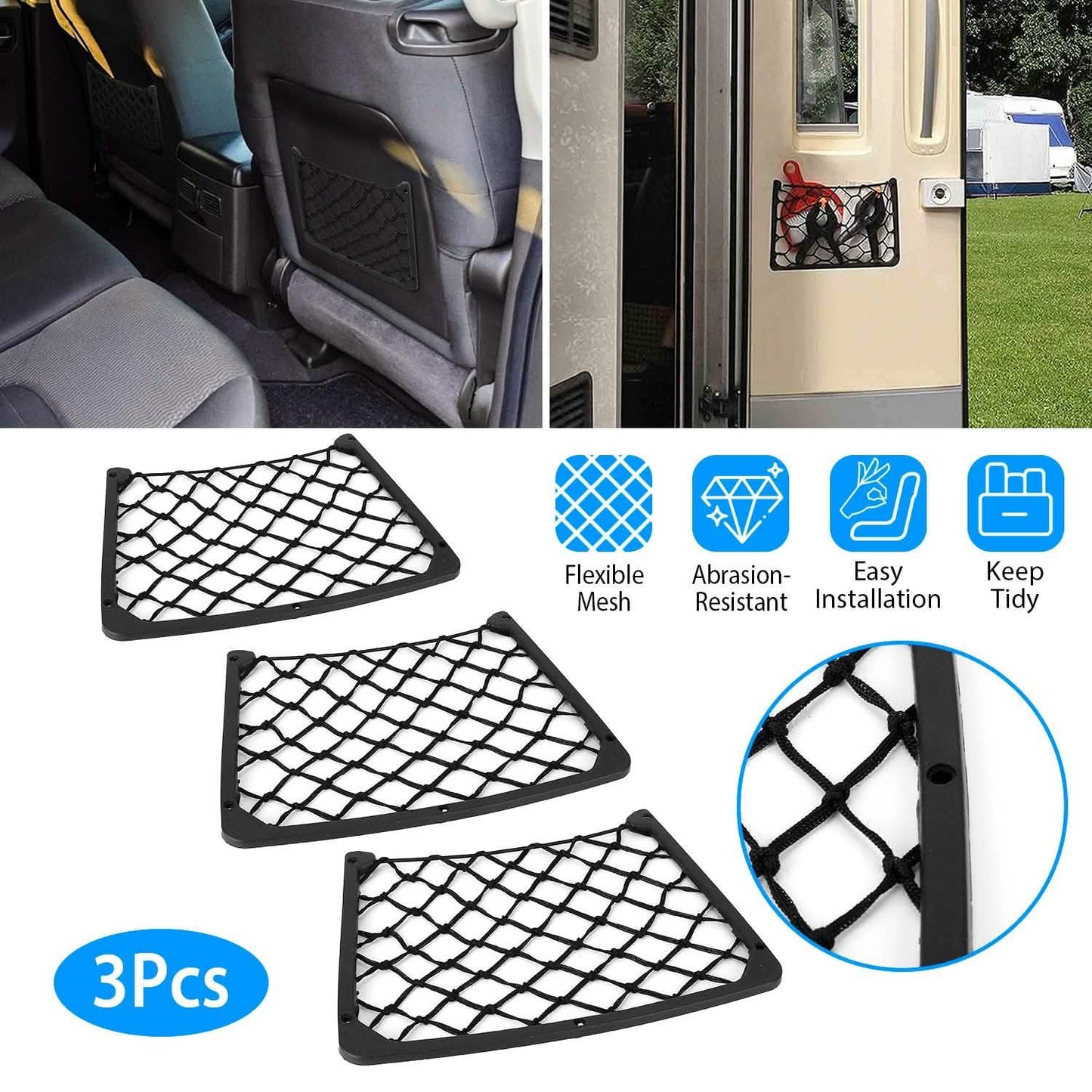 3-Pieces: Mesh Pocket Seat Side Organizer DailySale