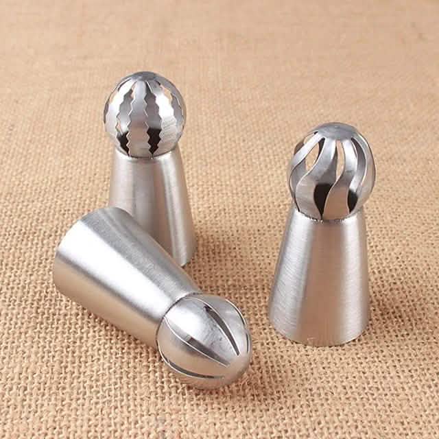 3-Pieces: Russian Stainless Steel Tips Tulip Sphere Whip Cream Buttercream Icing Piping Nozzles DailySale