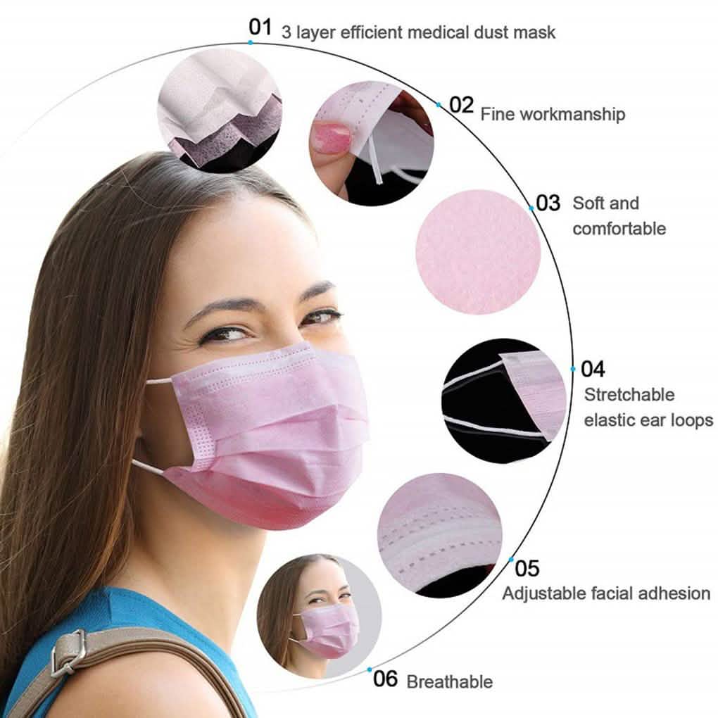 3-Ply Disposable Non-Medical Sanitary Surgical Earloop Face Mask Lot DailySale