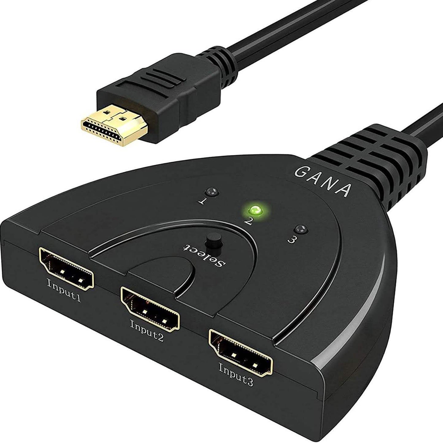 3-Port HDMI Switcher, Splitter, Supports Full HD1080p, 3D with High Speed Pigtail Cable DailySale