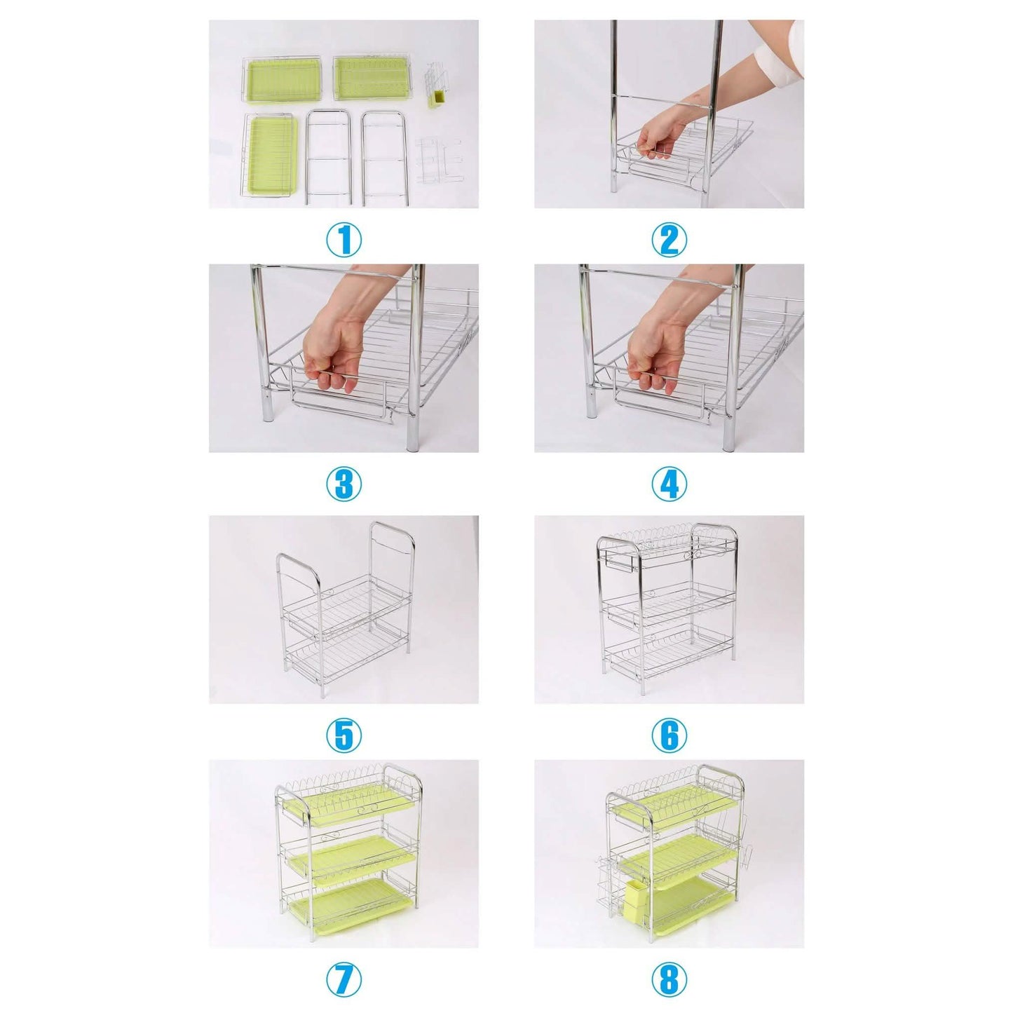 3 Tier Dish Drying Rack Drainer Kitchen Storage Board Cutlery Cup Shelf DailySale