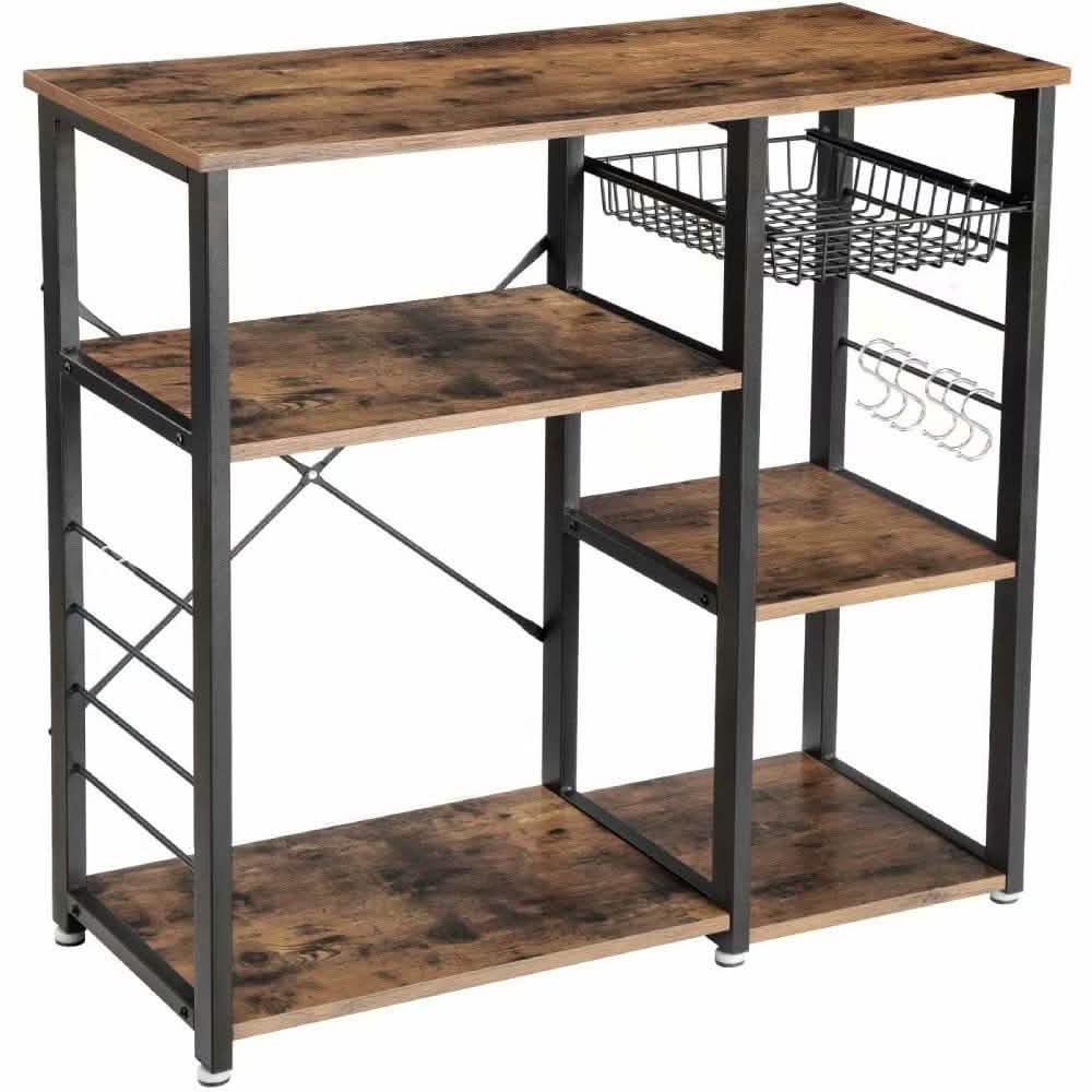 3-Tier Industrial Kitchen Baker's Rack Utility Microwave Oven Stand Storage Cart Workstation Shelf, Vintage DailySale