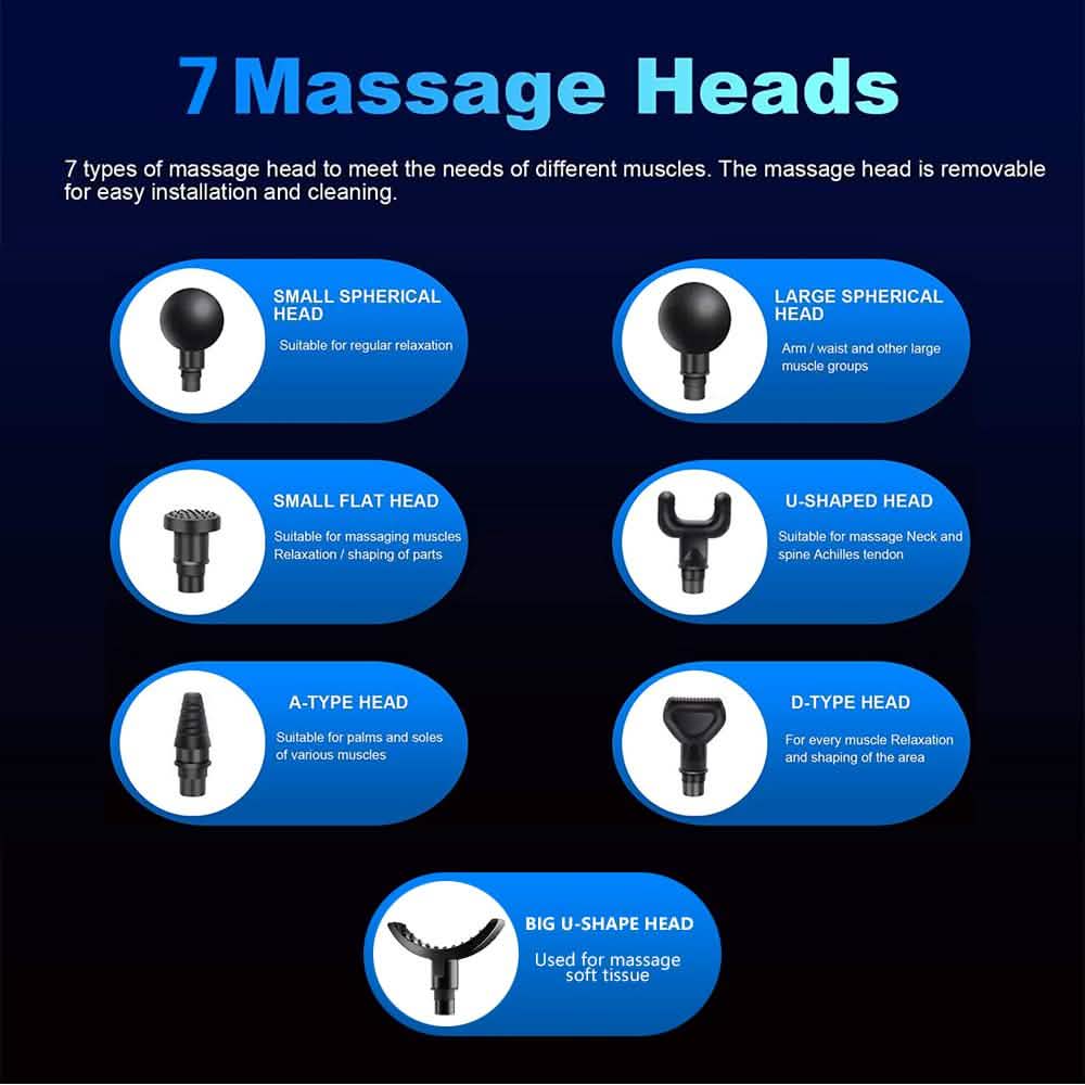 30 Speed Deep Tissue Ultra-Quiet Muscle Massage Gun with 7 Heads DailySale