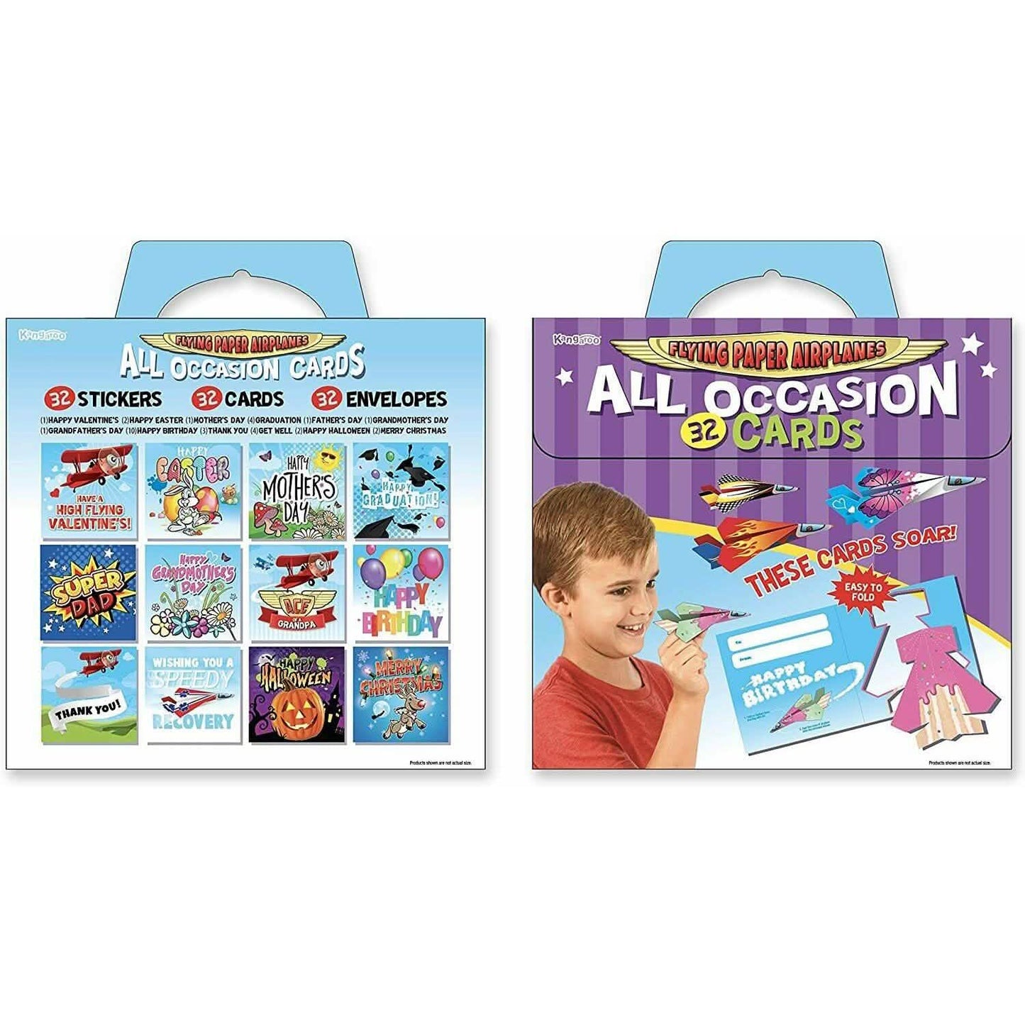 32 Folding Paper Airplanes All Occasion Greeting Cards with Envelopes and Stickers DailySale