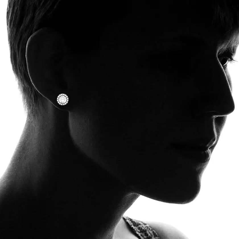 3.44 CTTW Halo Stud Earrings with Swarovski Elements DailySale