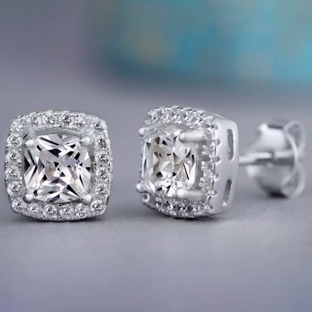 3.44 CTTW Halo Stud Earrings with Swarovski Elements DailySale