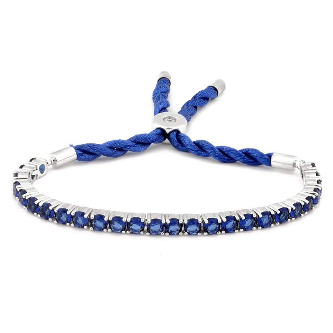 3.55 CTW Created Blue Sapphire Cord Adjustable Bracelet by MUIBLU Gems DailySale