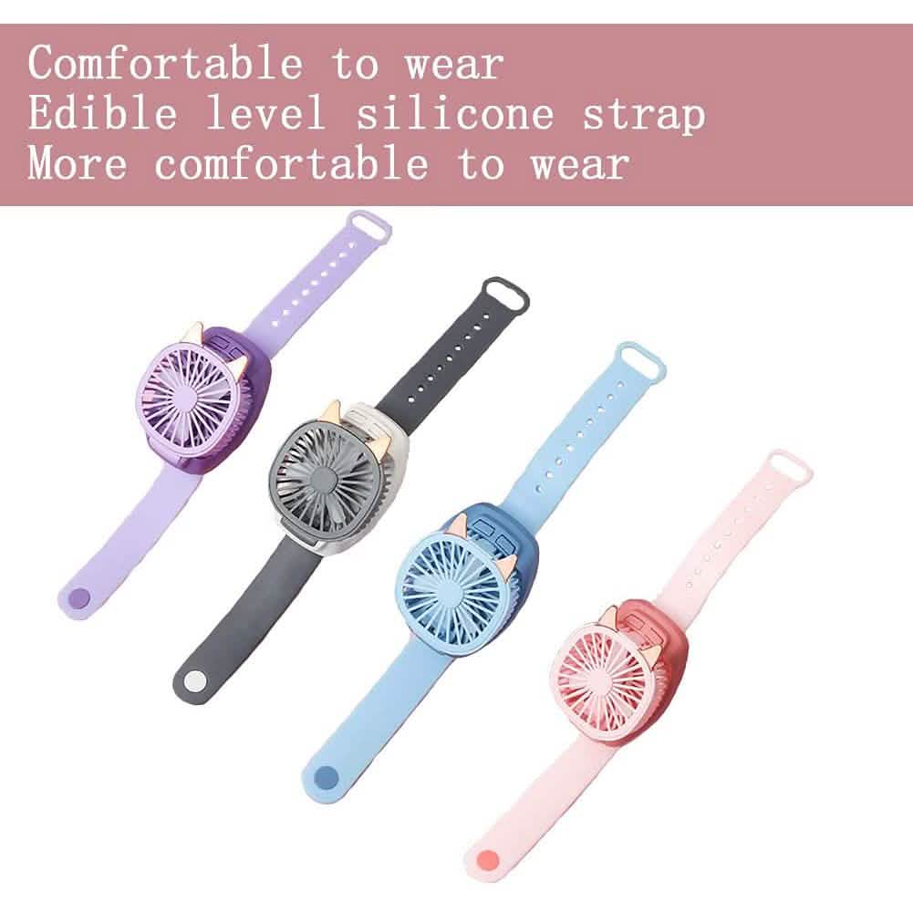 360°Rotation Kids Portable Wrist Strap Mini Watch Hand Held Fan Cat Design DailySale