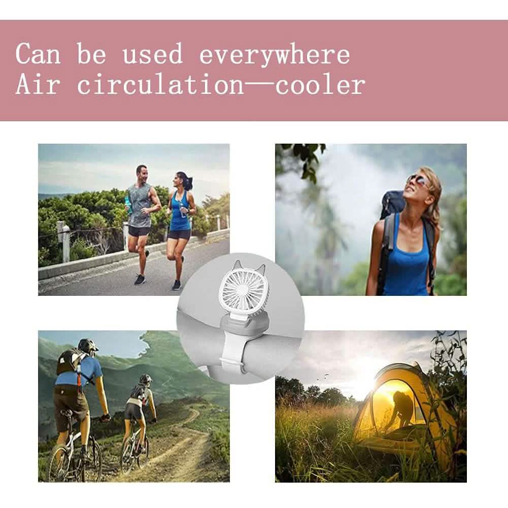360°Rotation Kids Portable Wrist Strap Mini Watch Hand Held Fan Cat Design DailySale