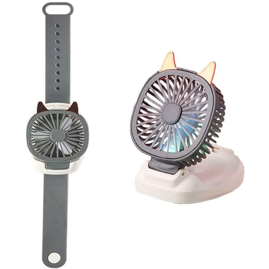 360°Rotation Kids Portable Wrist Strap Mini Watch Hand Held Fan Cat Design DailySale