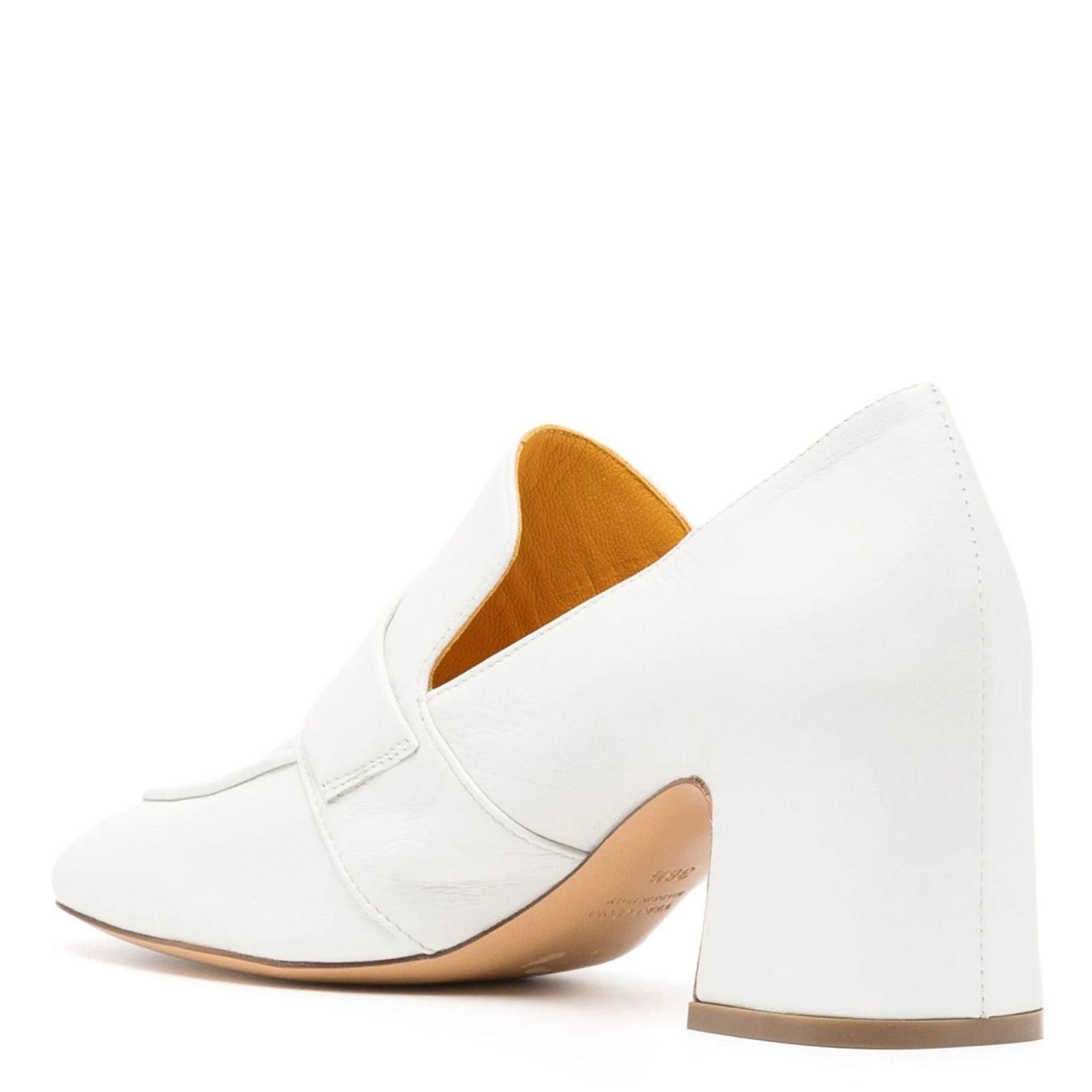 White Leather Lock Heel Loafer Madison Maison
