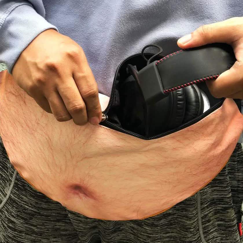 3D Beer Belly Waist Pocket Fanny Pack and Top Prank Gag Gift Travel Carry Pouch DailySale