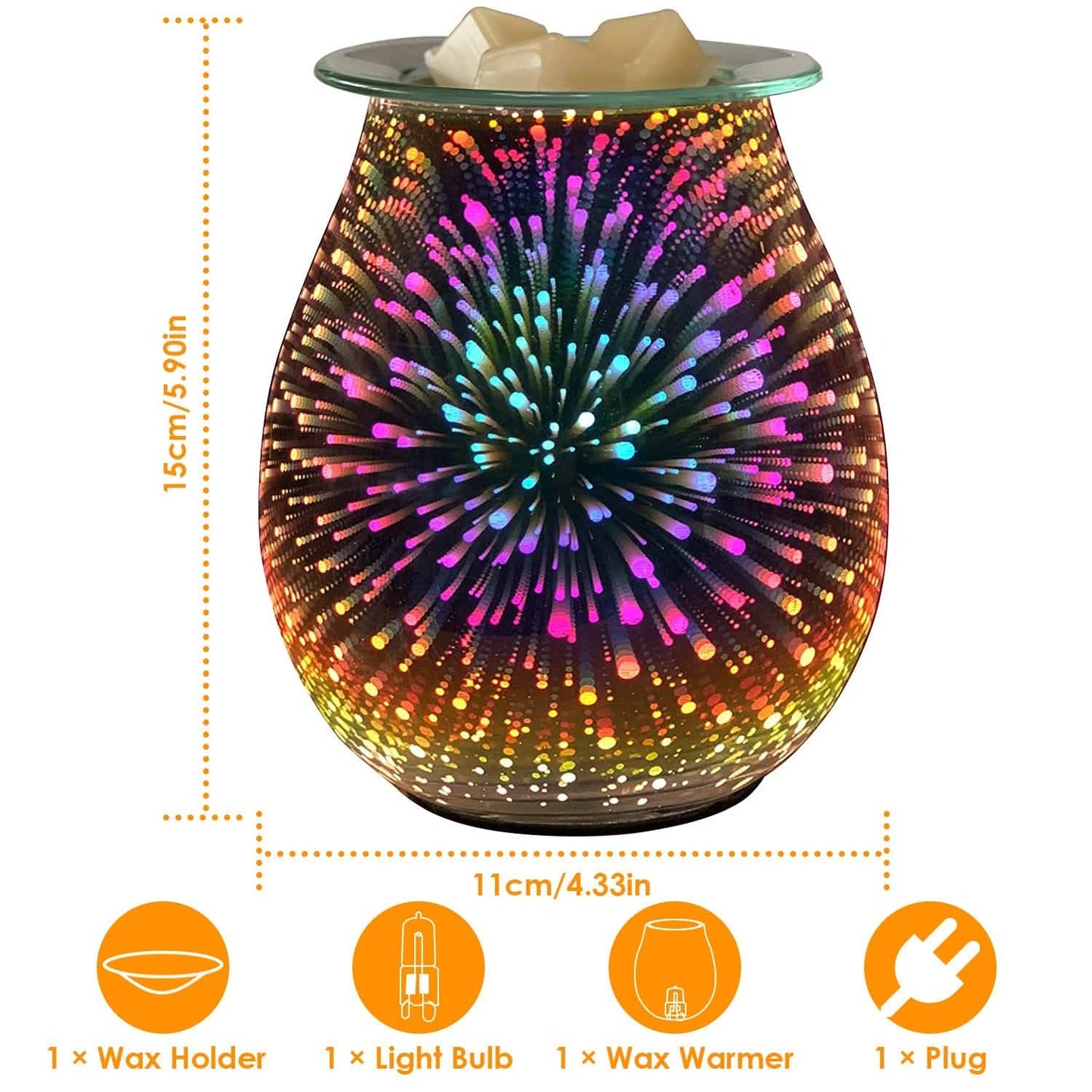 3D Fireworks Glass Wax Warmer Electric Wax Burner Night Lamp DailySale