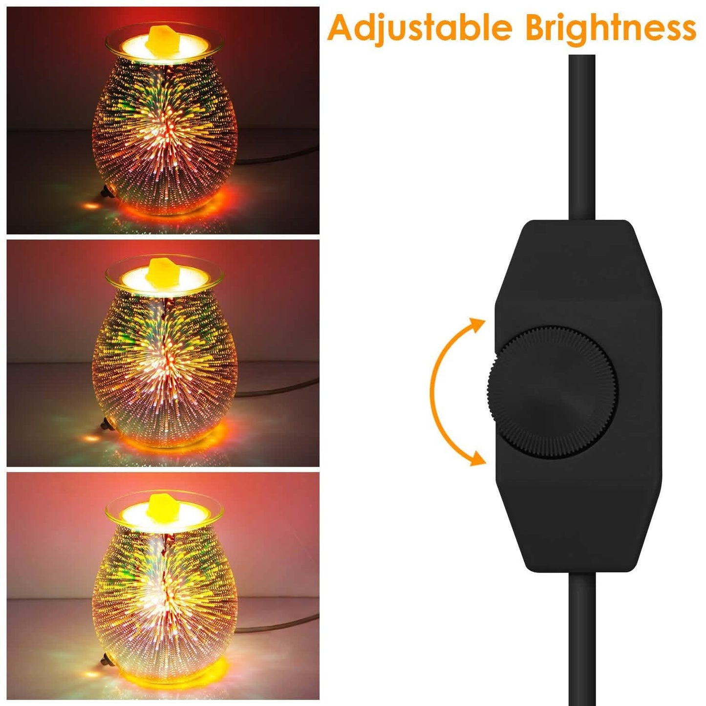3D Fireworks Glass Wax Warmer Electric Wax Burner Night Lamp DailySale