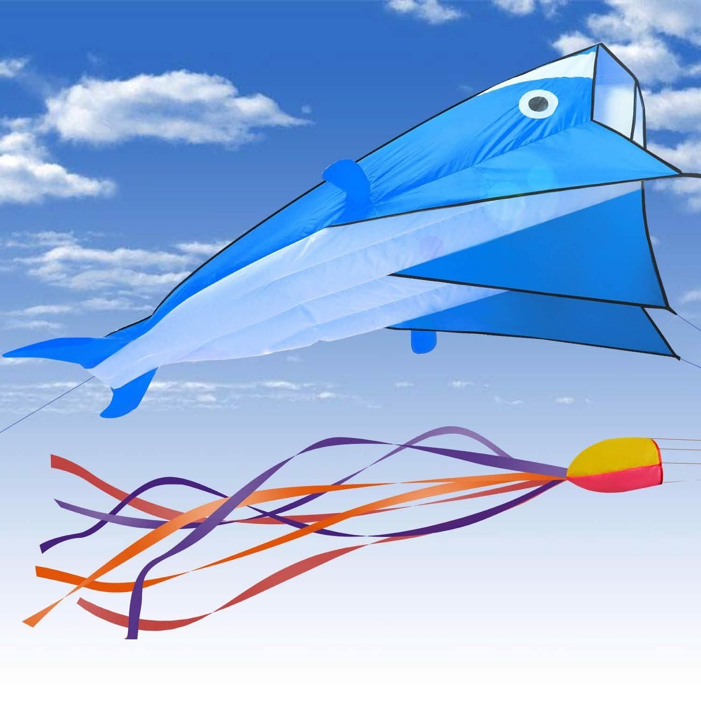 3D Kite Huge Frameless Soft Parafoil Giant Dolphin DailySale