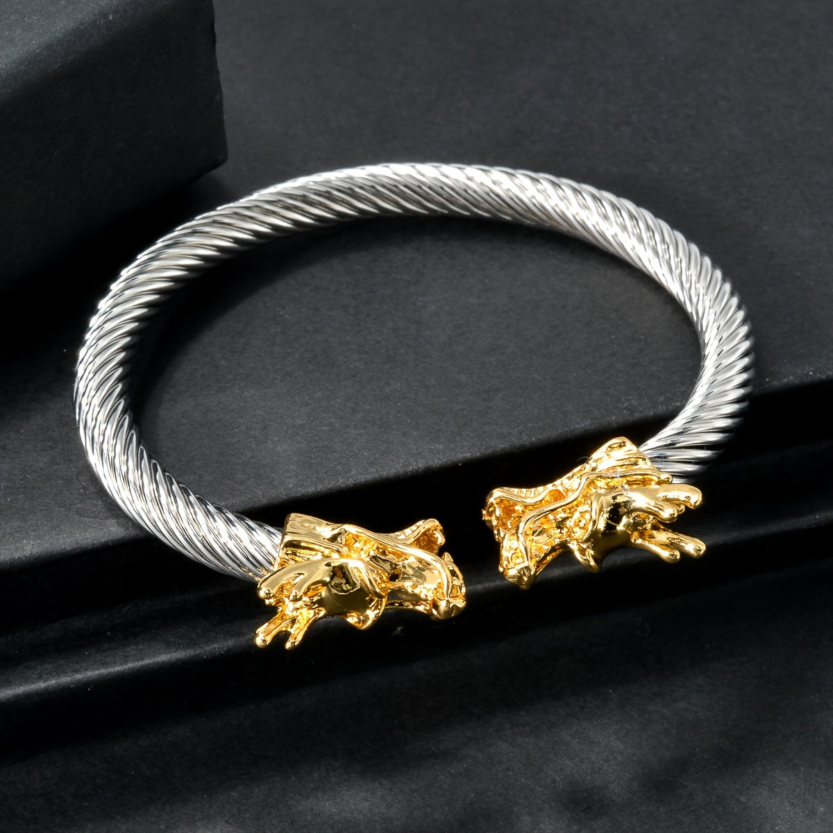 Double Dragon Copper Bracelet – Rock & Hip-Hop Style, Unisex DailySale