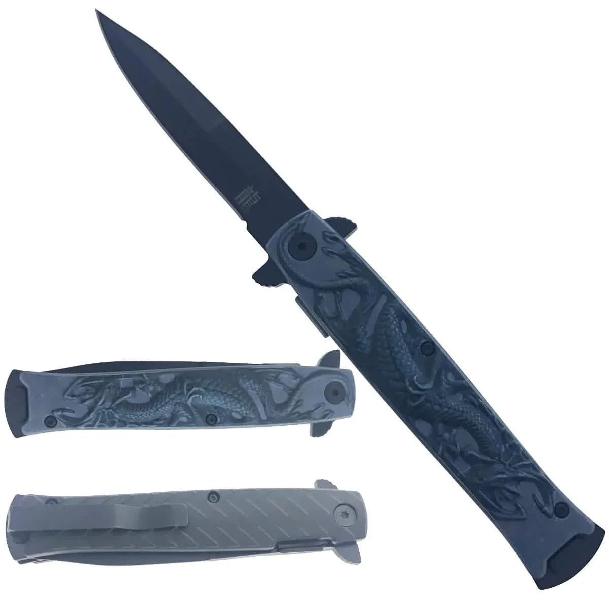 4" Black Dragon Knife with ABS Handle DailySale