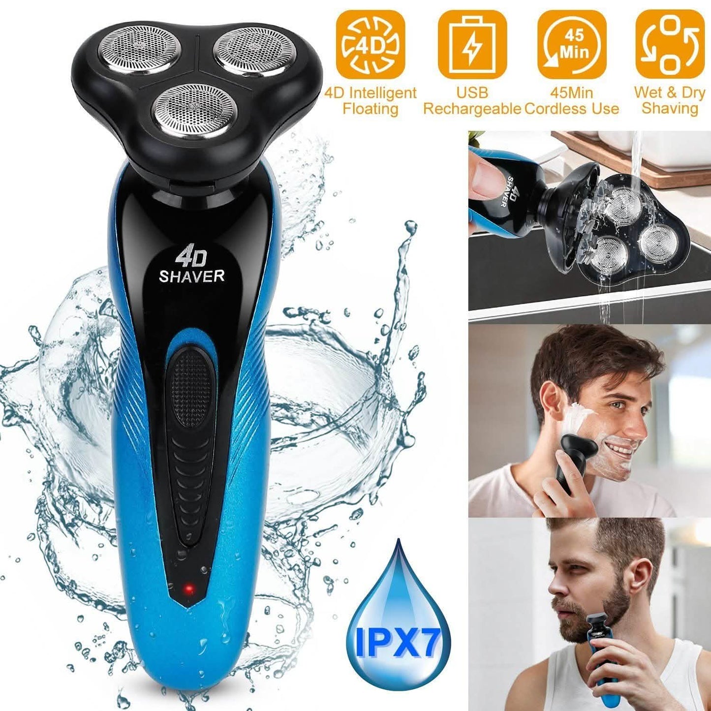 4-in-1 IPX7 Waterproof Beard Trimmer Cordless Razor for Men DailySale