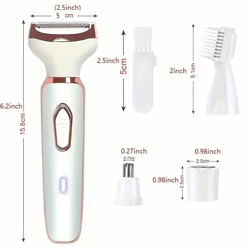 4-in-1 Silky-Smooth Electric Shaver for Women - Wet/Dry, USB Rechargeable & Portable for Full Body Use DailySale