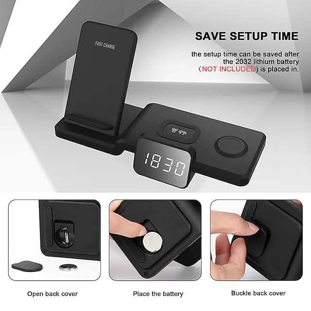 4-in-1 Wireless Charger with LED Digital Clock DailySale