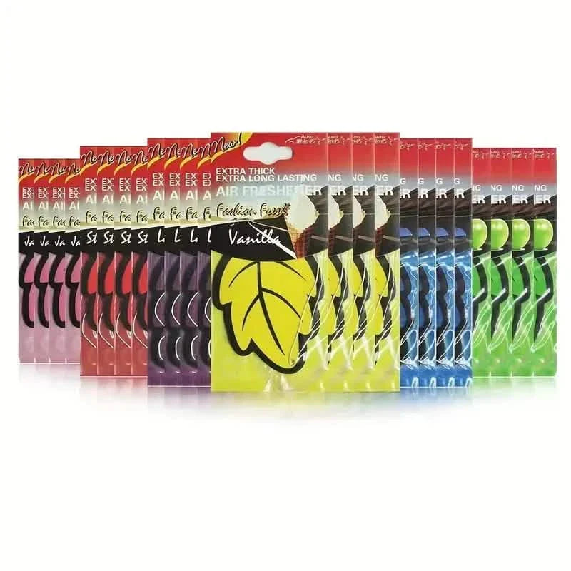 4-Pack: Car Air Freshener Natural Scented Tea Paper Auto Hanging Vanilla Perfume Fragrance Leaf Shape DailySale
