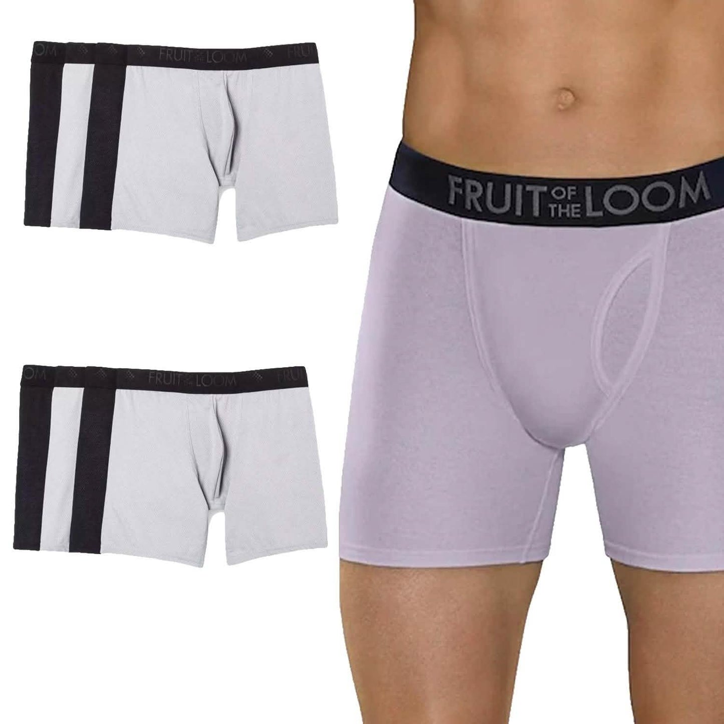 4-Pack: Men's Fruit of the Loom Breathable Micro-Mesh Boxer Briefs DailySale